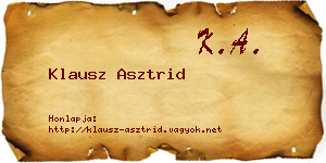 Klausz Asztrid névjegykártya